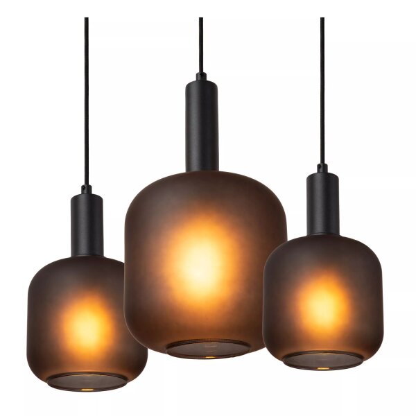 Pendelleuchte Rauchglas Schwarz L:150 cm E27 7-flammig