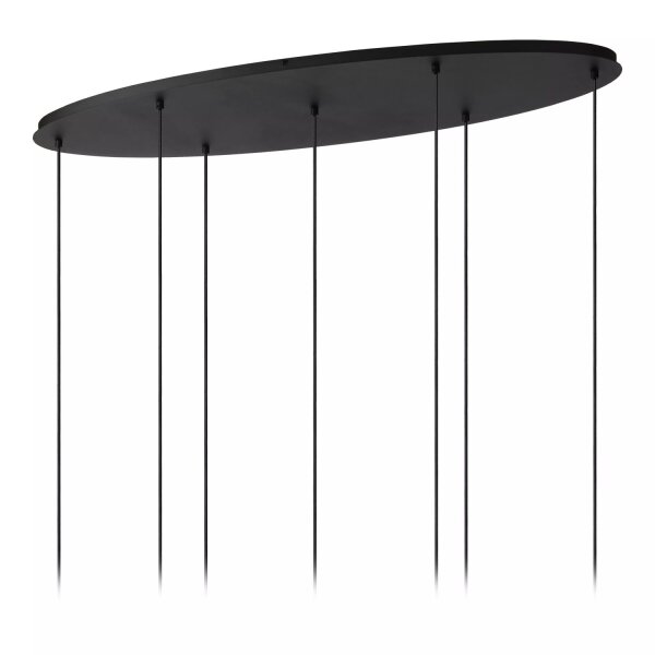 Pendelleuchte Rauchglas Schwarz L:150 cm E27 7-flammig