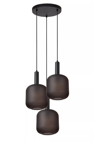 Pendelleuchte Rauchglas Schwarz L:40 cm E27 4-flammig