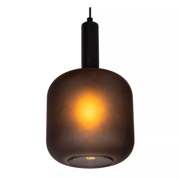 Pendelleuchte Rauchglas Schwarz L:40 cm E27 4-flammig