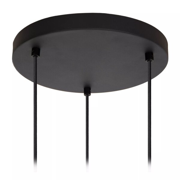 Pendelleuchte Rauchglas Schwarz L:40 cm E27 4-flammig