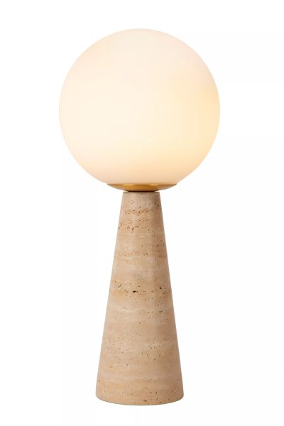 Tischleuchte Glas Travertin Taupe Ø45,5 cm E27 blendarm