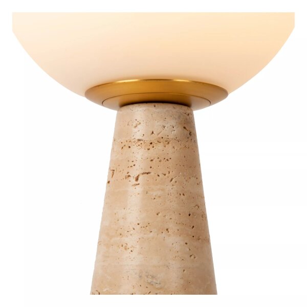 Tischleuchte Glas Travertin Taupe Ø45,5 cm E27 blendarm