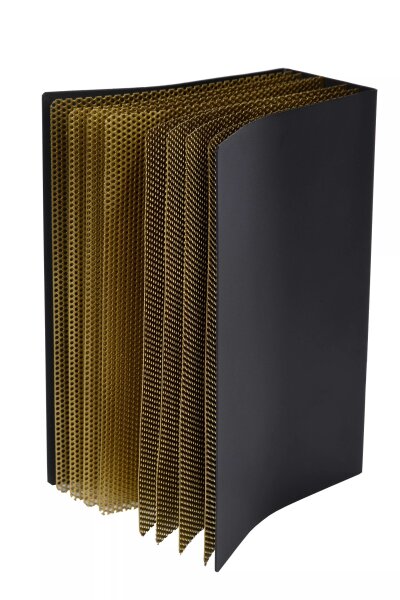 Tischleuchte Metall Schwarz Gold Buch 22 cm E14 Modern