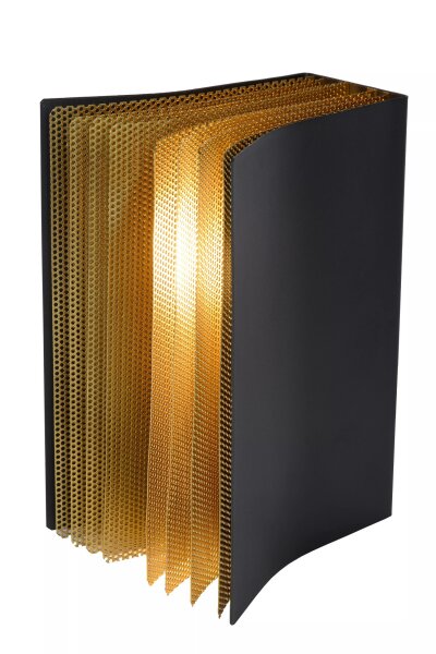 Tischleuchte Metall Schwarz Gold Buch 22 cm E14 Modern