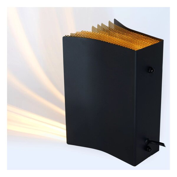 Tischleuchte Metall Schwarz Gold Buch 22 cm E14 Modern