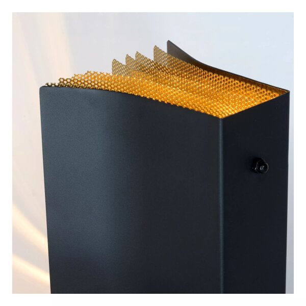 Tischleuchte Metall Schwarz Gold Buch 22 cm E14 Modern