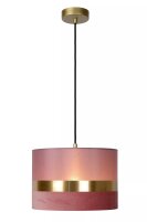 Stilvolle Pendelleuchte Stoff Pink Gold E27 Ø30 cm...