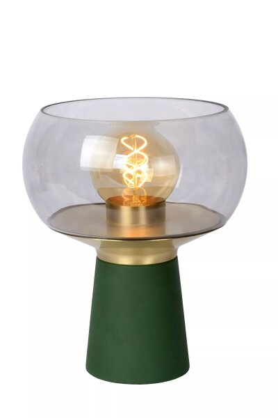 Tischleuchte Rauchglas Metall Grün 28 cm E27 Retro