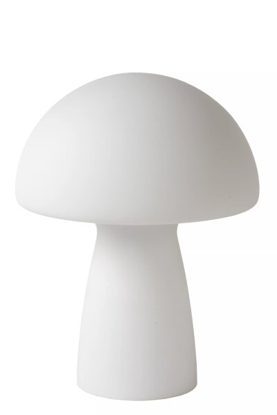Pilz Tischlampe Glas Weiß 28 cm klein E27 Retro Design