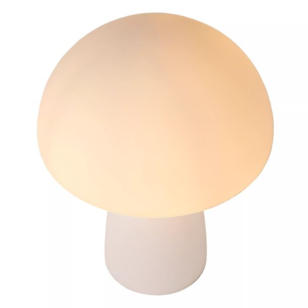 Pilz Tischlampe Glas Weiß 28 cm klein E27 Retro Design