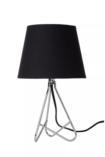 Tischleuchte Stoff Schwarz Chrom E14 H:30 cm blendarm