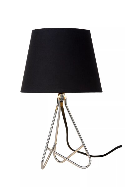 Tischleuchte Stoff Schwarz Chrom E14 H:30 cm blendarm