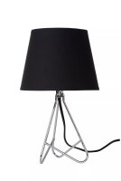 Tischleuchte Stoff Schwarz Chrom E14 H:30 cm blendarm