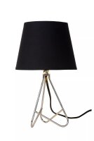 Tischleuchte Stoff Schwarz Chrom E14 H:30 cm blendarm