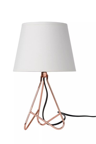 Tischleuchte Stoff Weiß Kupfer E14 H:30 cm blendarm