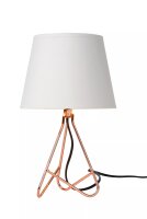Tischleuchte Stoff Weiß Kupfer E14 H:30 cm blendarm