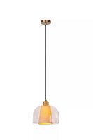 Pendelleuchte Glas Stoff Beige Ø24 cm E27...