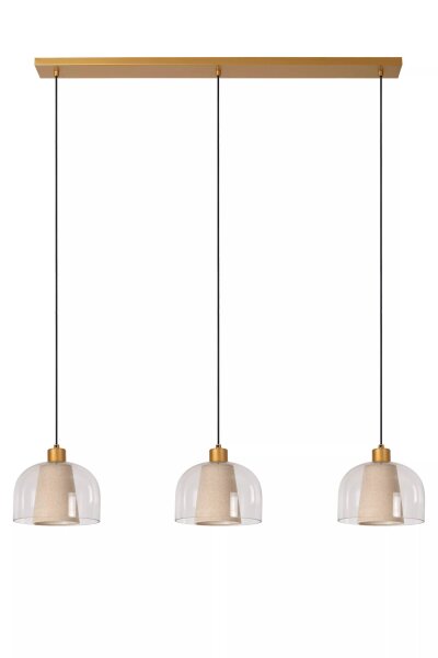 Pendelleuchte Glas Stoff Beige L:122 cm E27 3-flammig