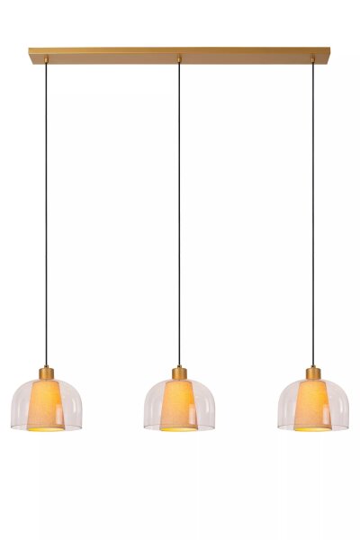Pendelleuchte Glas Stoff Beige L:122 cm E27 3-flammig