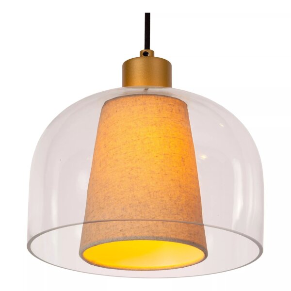 Pendelleuchte Glas Stoff Beige L:122 cm E27 3-flammig
