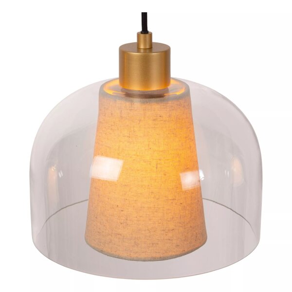 Pendelleuchte Glas Stoff Beige L:122 cm E27 3-flammig