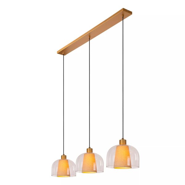 Pendelleuchte Glas Stoff Beige L:122 cm E27 3-flammig