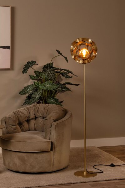 Stehlampe Metall Kugel Gold E27 H:149 cm elegant Modern