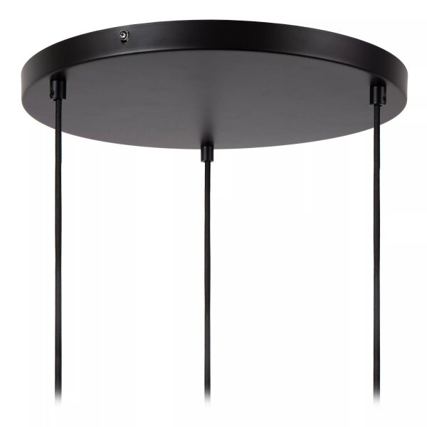 Hängelampe Stoff Metall 3-flammig Schwarz E27 L:35,5 cm