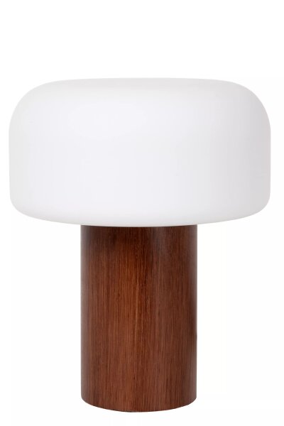 Natürliche Tischlampe Holz Glas Natur Weiß E14 28 cm