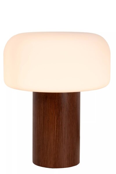 Natürliche Tischlampe Holz Glas Natur Weiß E14 28 cm