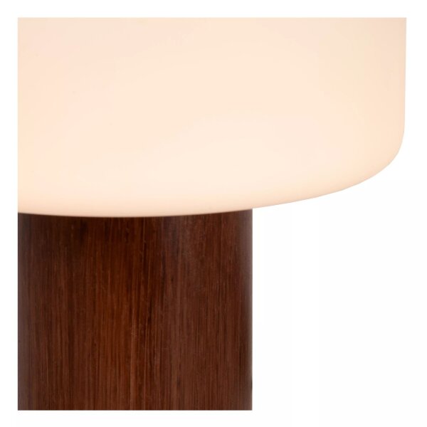 Natürliche Tischlampe Holz Glas Natur Weiß E14 28 cm