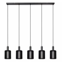 Lange Hängelampe Glas Aluminium Schwarz L:164 cm 5-flmg