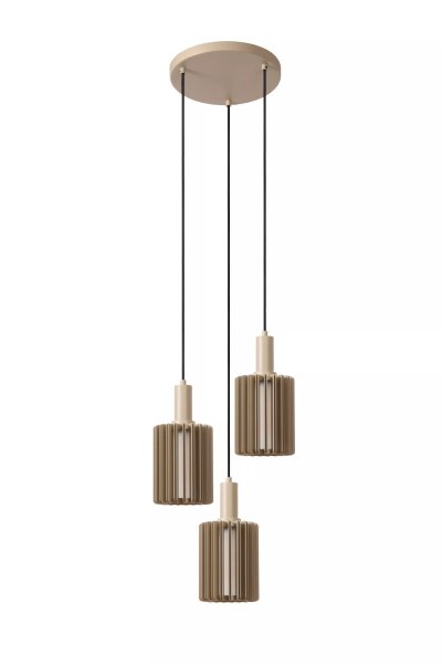 Hängelampe Glas Metall Taupe L:40 cm E27 3-flammig