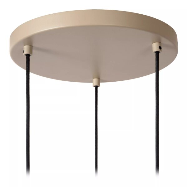 Hängelampe Glas Metall Taupe L:40 cm E27 3-flammig