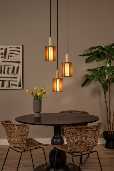 Hängelampe Glas Metall Taupe L:40 cm E27 3-flammig