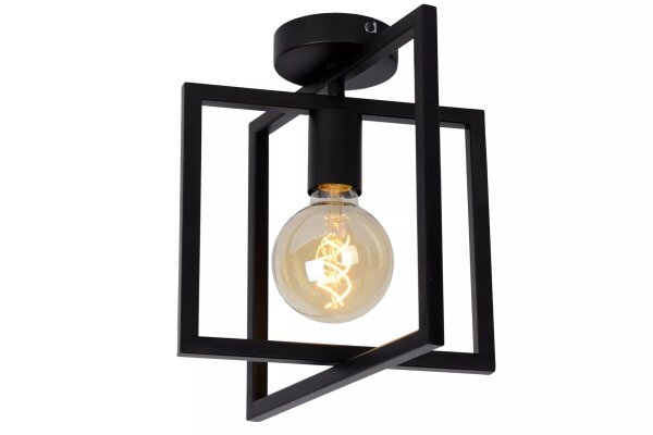 Schwarze Deckenlampe Metall H:26 cm E27 Vintage