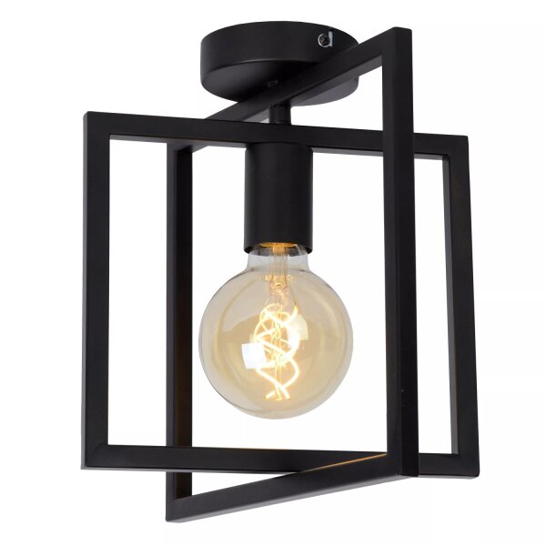 Schwarze Deckenlampe Metall H:26 cm E27 Vintage