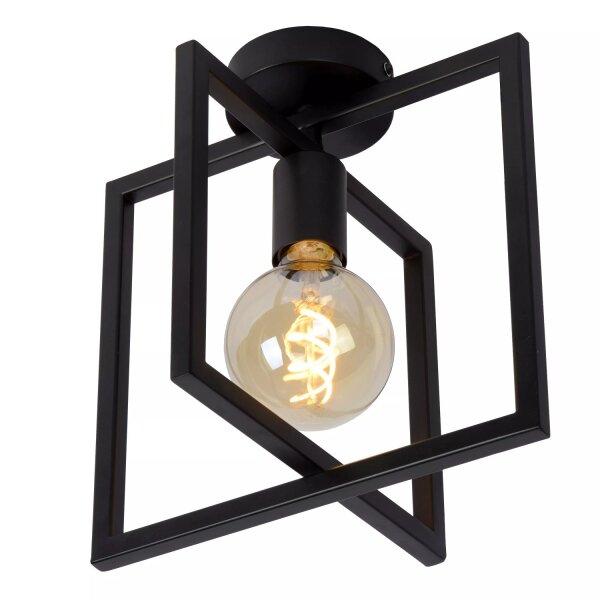 Schwarze Deckenlampe Metall H:26 cm E27 Vintage