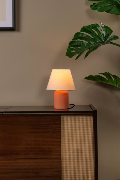 Tischleuchte Stoff Keramik Beige Terrakotta E14 27 cm