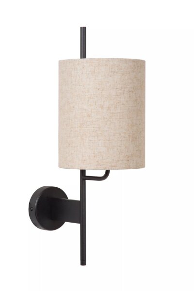 Wandlampe Stoffschirm Metall Beige Schwarz E27 H:50 cm
