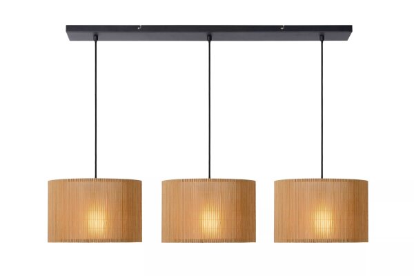 Hängelampe Bambus Metall Schwarz E27 113 cm 3-flmg