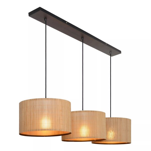 Hängelampe Bambus Metall Schwarz E27 113 cm 3-flmg