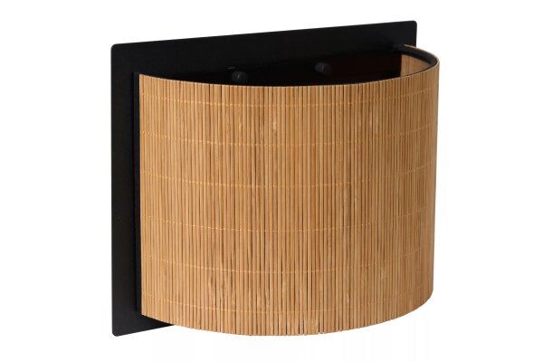 Wandleuchte Bambus Metall Schwarz E27 T:15 cm blendarm