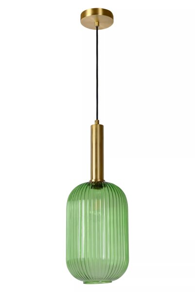 Runde Hängelampe Glas Metall Grün Gold E27 Ø20 cm