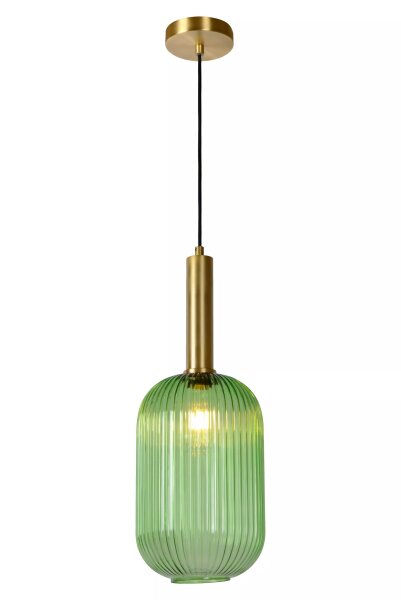 Runde Hängelampe Glas Metall Grün Gold E27 Ø20 cm