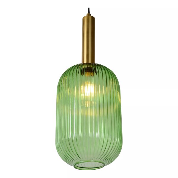 Runde Hängelampe Glas Metall Grün Gold E27 Ø20 cm