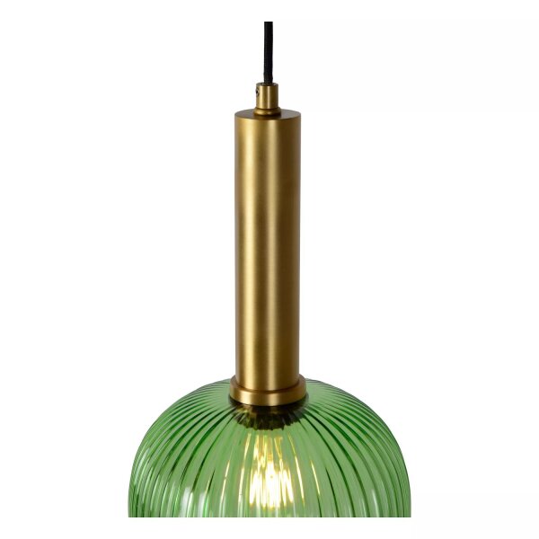 Runde Hängelampe Glas Metall Grün Gold E27 Ø20 cm
