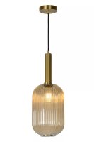 Runde Hängelampe Glas Metall Bernstein Gold E27...