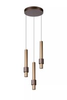 LED H&auml;ngeleuchte Gold Kaffeebraun B:28 cm 2700 K 3-flmg